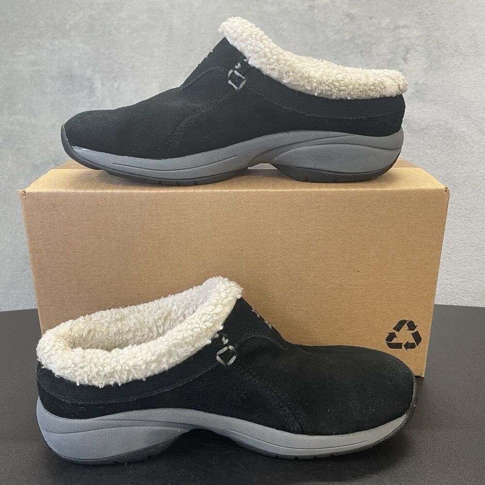 Merrell Clogs Womens Size 7 Black Suede Slip On Warm Lined Shoes